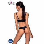 Комплект з екошкіри з люверсами та ремінцями Passion MALWIA BIKINI S/M, black, бра та трусики - мініатюра 5