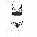 Комплект з екошкіри з люверсами та ремінцями Passion MALWIA BIKINI XXL/XXXL, black, бра та трусики - мініатюра 2