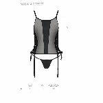 Сітчастий корсет з люверсами та знімними пажами Passion MALWIA CORSET L/XL black, екошкіра, стрінги - мініатюра 2