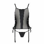 Сітчастий корсет з люверсами та знімними пажами Passion MALWIA CORSET S/M, black, екошкіра, стрінги - мініатюра 4