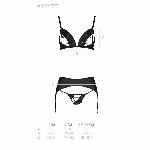 Комплект з екошкіри Passion MILEY SET L/XL, black, трусики, бюстгальтер, пояс для панчіх - мініатюра 5