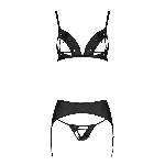 Комплект з екошкіри Passion MILEY SET S/M, black, трусики, бюстгальтер, пояс для панчіх - мініатюра 3