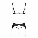 Комплект з екошкіри Passion MILEY SET XXL/XXXL, black, трусики, бюстгальтер, пояс для панчіх - мініатюра 4