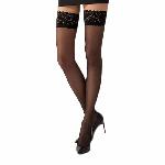 Панчохи Passion ST003 5 графітові, класичні, на ажурній силіконовій резинці - мініатюра 2