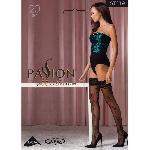 Панчохи Passion ST119 3/4 black, ажурна силіконова резинка з квітковим декором і люрексовою ниткою - мініатюра 3