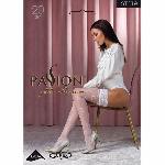 Панчохи Passion ST119 1/2 white, ажурна силіконова резинка з квітковим декором і люрексовою ниткою - мініатюра 3
