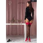 Панчохи Passion ST120 5 black-red, на ажурній силіконовій резинці, вишуканий декор та люрекс - мініатюра 2