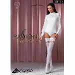 Панчохи Passion ST121 1/2 white на ажурній силіконовій резинці з квітковим орнаментом і вертикальним - мініатюра 2