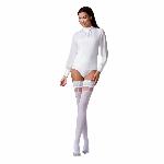 Панчохи Passion ST121 3/4 white на ажурній силіконовій резинці з квітковим орнаментом і вертикальним - мініатюра 4