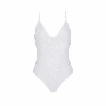 Боді з ажурним декором та відкритим кроком Passion URSULA BODY S/M, white - мініатюра 4