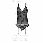 Корсет із пажами, трусики з ажурним декором та відкритим кроком Passion URSULA CORSET XXL/XXXL black - мініатюра 2