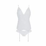 Корсет із пажами, трусики з ажурним декором та відкритим кроком Passion URSULA CORSET XXL/XXXL white - мініатюра 4