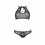 Комплект: бра, трусики з ажурним декором та відкритим кроком Passion URSULA SET XXL/XXXL, black - мініатюра 4