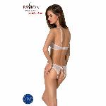 Комплект із бра, трусиків з ажурним декором та відкритим кроком Passion URSULA SET S/M, white - мініатюра 5