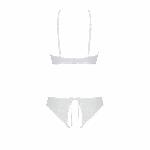 Комплект із бра, трусиків з ажурним декором та відкритим кроком Passion URSULA SET XXL/XXXL, white - мініатюра 3