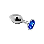 Металева анальна пробка з кристалом Alive Mini Metal Butt Plug Blue S - мініатюра 1