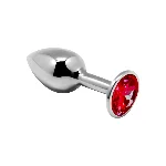 Металева анальна пробка з кристалом Alive Mini Metal Butt Plug Red M - мініатюра 1