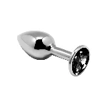 Металева анальна пробка з кристалом Alive Mini Metal Butt Plug Black M - мініатюра 1