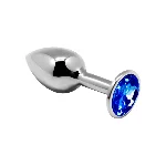 Металева анальна пробка з кристалом Alive Mini Metal Butt Plug Blue M - мініатюра 1