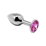 Металева анальна пробка з кристалом Alive Mini Metal Butt Plug Pink M - мініатюра 1