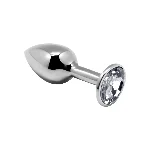 Металева анальна пробка з кристалом Alive Mini Metal Butt Plug White M - мініатюра 1
