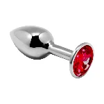 Металева анальна пробка з кристалом Alive Mini Metal Butt Plug Red L - мініатюра 1