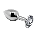 Металева анальна пробка з кристалом Alive Mini Metal Butt Plug White L - мініатюра 1