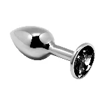 Металева анальна пробка з кристалом Alive Mini Metal Butt Plug Black L - мініатюра 1