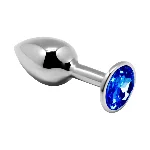 Металева анальна пробка з кристалом Alive Mini Metal Butt Plug Blue L - мініатюра 1