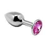 Металева анальна пробка з кристалом Alive Mini Metal Butt Plug Pink L - мініатюра 1