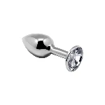 Металева анальна пробка з кристалом Alive Mini Metal Butt Plug White S - мініатюра 1