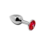 Металева анальна пробка з кристалом Alive Mini Metal Butt Plug Red S - мініатюра 1