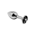 Металева анальна пробка з кристалом Alive Mini Metal Butt Plug Black S - мініатюра 1
