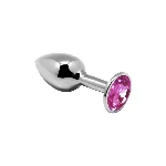 Металева анальна пробка з кристалом Alive Mini Metal Butt Plug Pink S - мініатюра 1
