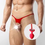 Чоловічі труси XS-2XL із силіконовою анальною пробкою Art of Sex - Joni plug panties size S Red - мініатюра 1