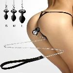 Силіконова анальна пробка Art of Sex Metal Anal Plug with Leash size S з повідцем Black - мініатюра 2