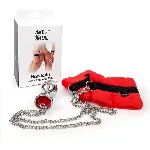 Наручники з металевою анальною пробкою Art of Sex Handcuffs with Metal Anal Plug  size M Red - мініатюра 1
