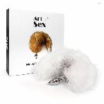 Металева анальна пробка з хвостом із натурального хутра Art of Sex size M White fox - мініатюра 2