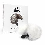 Силіконова анальна пробка з хвостом із натурального хутра Art of Sex size M White fox - мініатюра 2