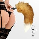 Силіконова анальна пробка з хвостом із натурального хутра Art of Sex size M Red fox - мініатюра 3