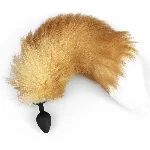 Силіконова анальна пробка з хвостом із натурального хутра Art of Sex size M Red fox - мініатюра 1