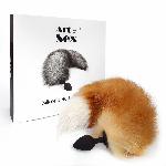 Силіконова анальна пробка з хвостом із натурального хутра Art of Sex size M Red fox - мініатюра 2