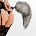 Силіконова анальна пробка з хвостом із натурального хутра Art of Sex size M Artctic fox - мініатюра 5
