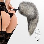 Силіконова анальна пробка з хвостом із натурального хутра Art of Sex size M Artctic fox - мініатюра 4