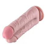 Подвійний дилдо для секс-машин Hismith 8.5″ Two Cocks One Hole Silicone Dildo - мініатюра 1
