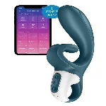 Смарт вібратор-кролик Satisfyer Hug Me Bluegrey, 2 мотори, діаметр 4,2см, широка кліторальна частина - мініатюра 1