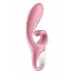Смарт вібратор-кролик Satisfyer Hug Me Pink, 2 мотори, діаметр 4,2см, широка кліторальна частина - мініатюра 3