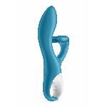 Вібратор-кролик із потрійним відростком Satisfyer Embrace me Turquoise, 2 мотори, діаметр 3,6 см - мініатюра 4