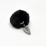 Металева анальна пробка Кролячий хвостик Alive Fluffy Twist Plug S Black, діаметр 2,9 см - мініатюра 3
