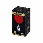 Металева анальна пробка Кролячий хвостик Alive Fluffy Plug L Red, діаметр 3,9 см - мініатюра 2
